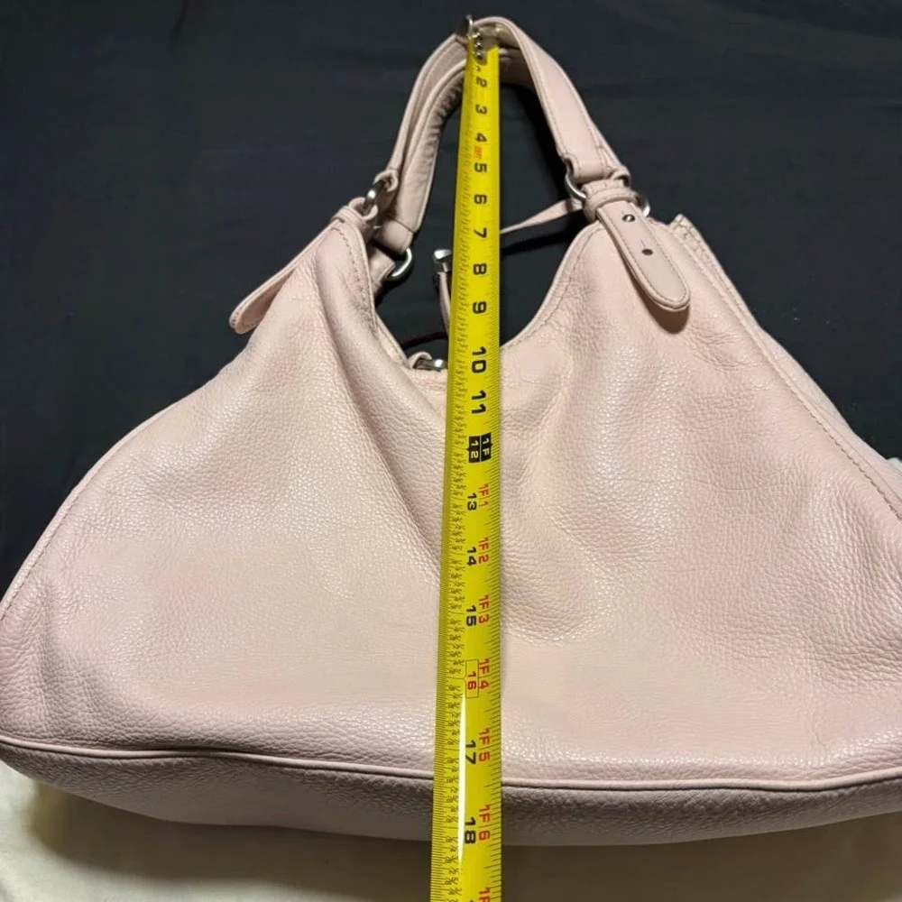 Cole Haan Blush Pink Pebbled Leather Hobo Shoulder Bag Dust Bag Wristlet EUC